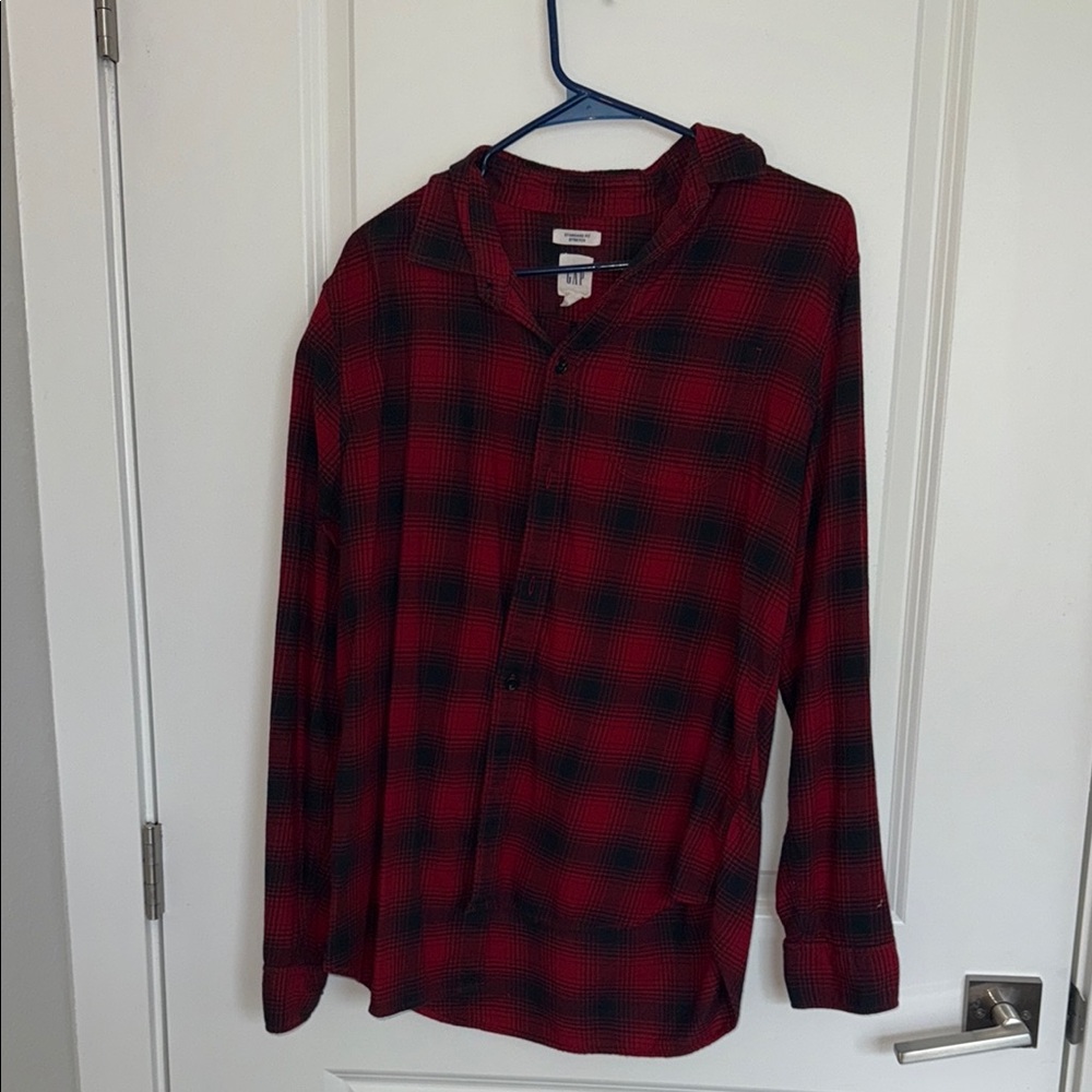 GAP Red and Black Plaid Casual Button Down Shirt